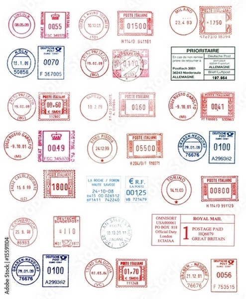 Obraz colorful postmarks background
