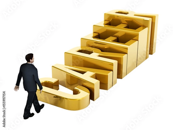 Obraz Businessman and career steps on transparent background.. 3D illustration