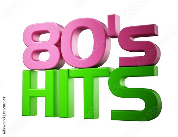 Obraz 80's hits text on transparent background.. 3D illustration
