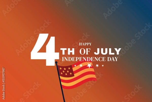 Fototapeta Bright 4th of July Design with Gradient Background and Flag
