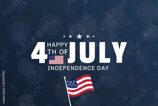 Fototapeta Dark 4th of July Poster with Bold Text and American Flag Graphics