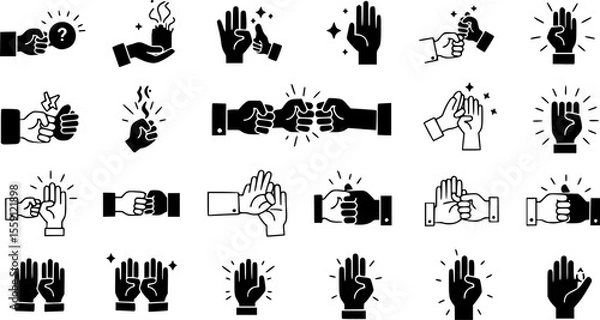 Fototapeta Fist bump icons set. Set of fist bump icons representing greetings, camaraderie, and success
