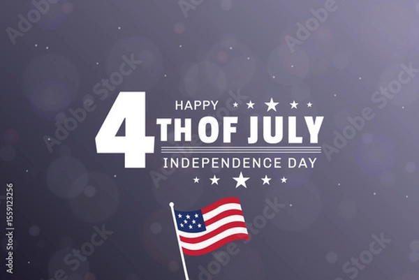 Fototapeta Modern 4th of July Layout with American Flag and Bold Typography
