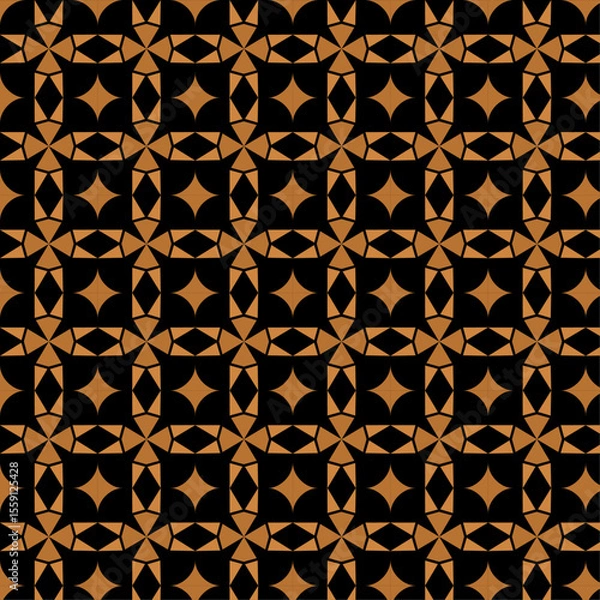 Fototapeta Bronze Star Mosaic – Seamless Geometric Pattern on Black