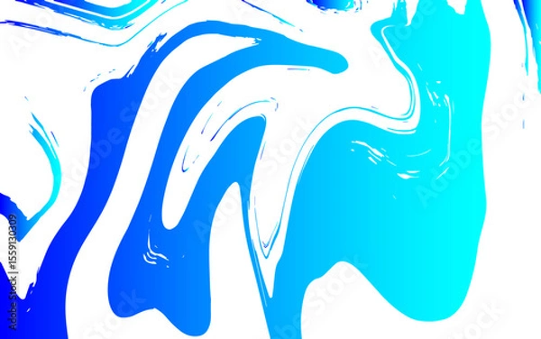 Fototapeta Vivid abstract fluid art composition with swirling shades of electric blue and cyan flowing. Dynamic curves and organic motion. Smooth, glossy effect with  liquid energy and paint flow or ink in water