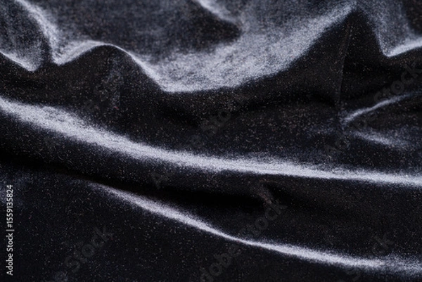 Obraz Black velvet fabric with folds