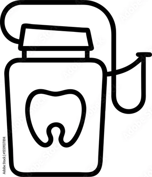 Fototapeta dental floss vector silhouette icon on white or transparent background. Dentistry icon Vector graphics collection for your design. 