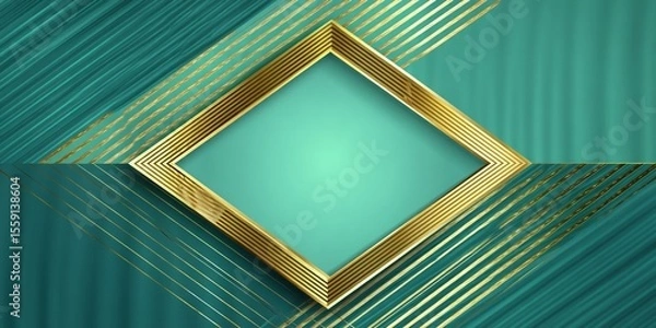 Obraz Abstract Geometric Background Design with Gold Border