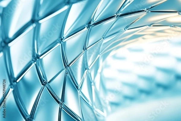 Fototapeta Abstract light blue triangle pattern structure, modern shapes and smooth surfaces