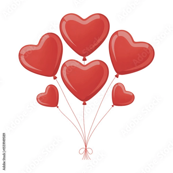 Fototapeta Valentine's Day Heart Balloons isolated on a transparent background