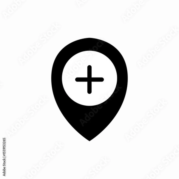 Fototapeta location pin add plus icon vector sign