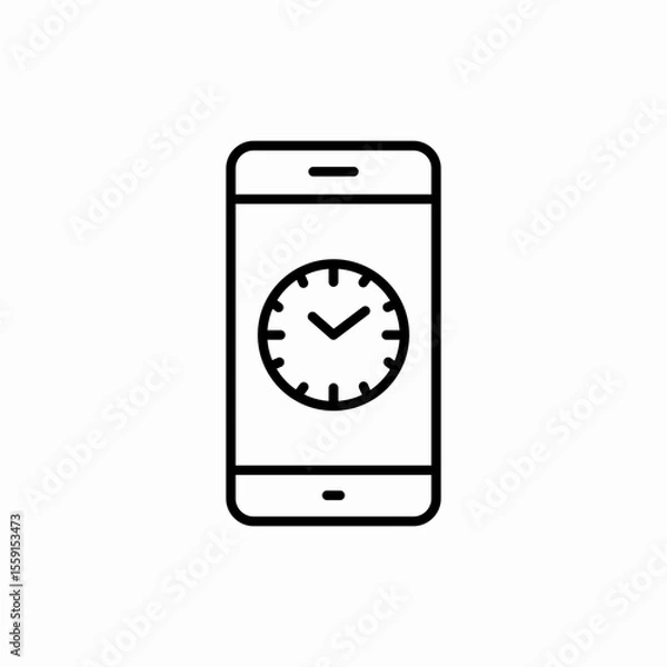 Fototapeta smartphone clock time alarm icon vector sign