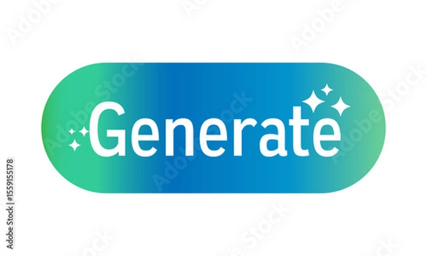 Obraz AI generate button with green-blue gradient, modern UI design for digital interfaces, futuristic tech web element,artificial intelligence and machine learning technology concept