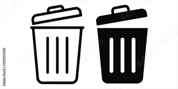 Fototapeta trash icon set vector silhouette on white backgorund.