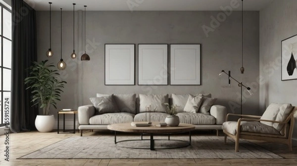 Fototapeta Flat Design Illustration of Cozy Living Room Interior