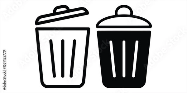 Fototapeta trash icon set vector silhouette on white backgorund.