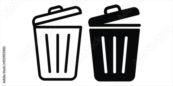 Fototapeta trash icon set vector silhouette on white backgorund.