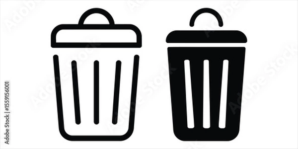 Fototapeta trash icon set vector silhouette on white backgorund.