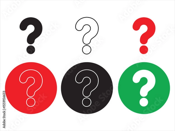Fototapeta question mark icon set vector silhouette on white background.