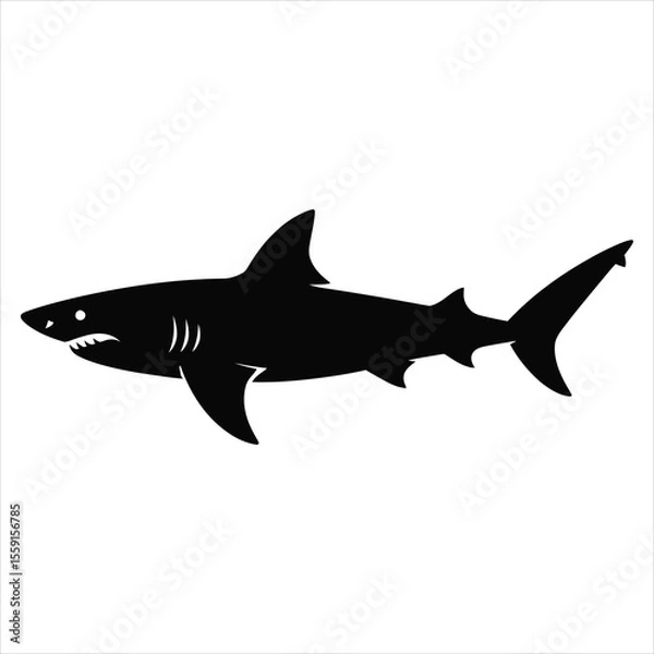 Fototapeta shark icon  vector silhouette on white background.