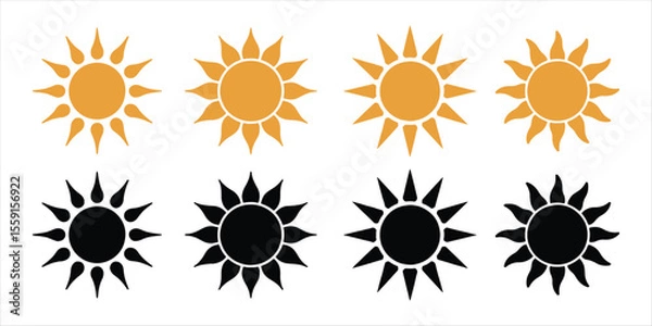 Fototapeta sun icon set vector silhouette on white background.