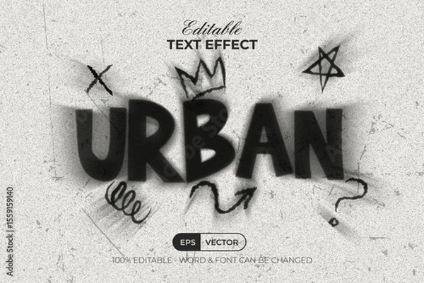 Fototapeta Urban Spray Editable Text Effect Blurry Burst Style.