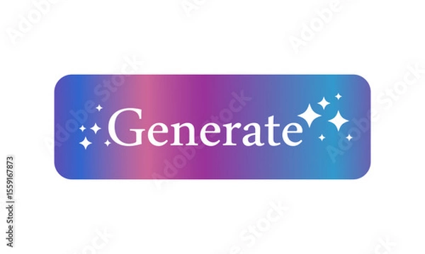 Obraz AI generate button with purple-blue gradient and magic stars, modern UI design can be used for  digital interfaces,ui,ux