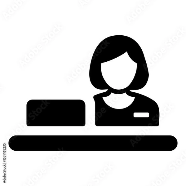 Obraz レジカウンターと女性シルエットのアイコン