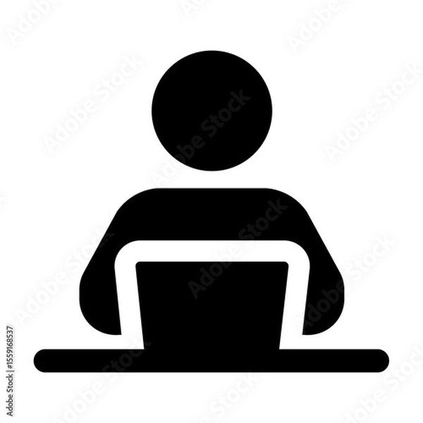 Fototapeta リモートワーク、テレワーク、在宅勤務のシルエットアイコン