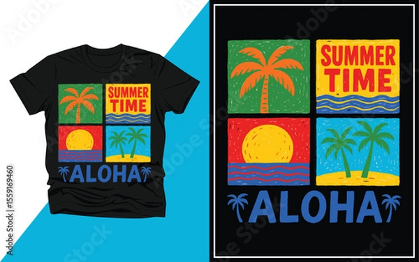 Fototapeta Retro summer vibes aloha t shirt design vector illustration