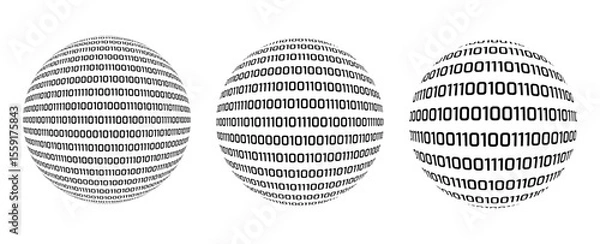 Obraz binary numbers ball sphere vector illustration set