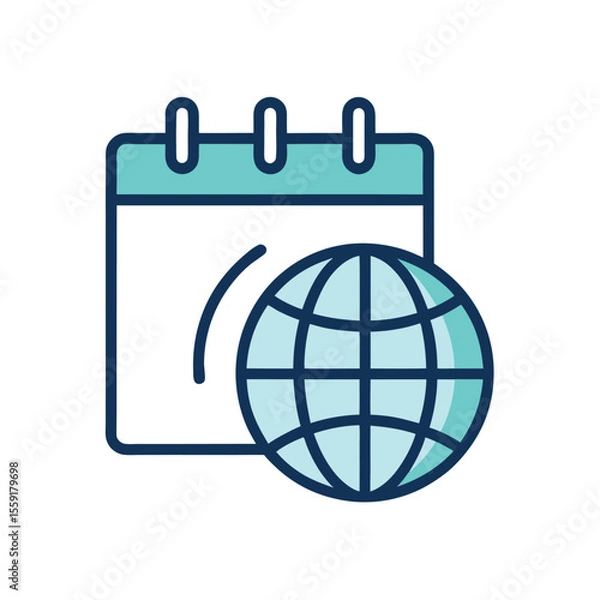 Fototapeta calendar and globe icon scheduled global event 