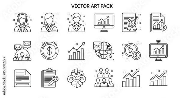 Obraz Business and Finance Vector Icons Charts Documents and Teamwork.