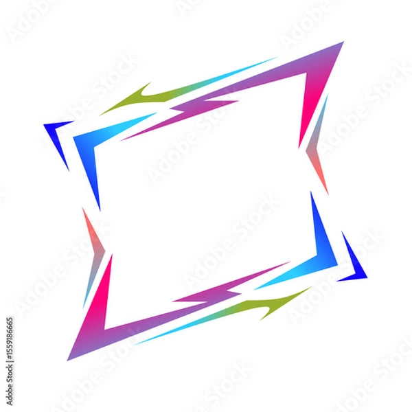 Fototapeta Futuristic angular frame with neon lines. Ideal for game border