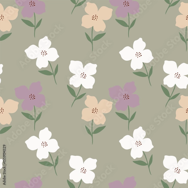 Obraz Ditsy Flowers Seamless Pattern. Fashionable print for textiles, wallpaper and packaging.
