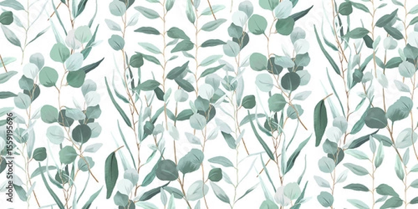 Obraz Elegant eucalyptus leaves seamless pattern design, botanical modern style