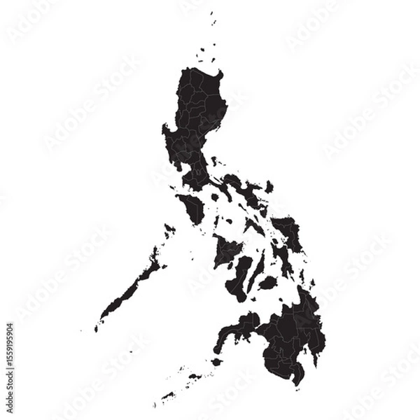Obraz Political and geographical map of the Philippines with islands, regions, cities, terrain, and coastline details

