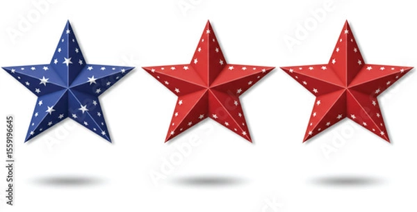 Fototapeta Happy 4th of July Banner Vector – Patriotic USA Independence Day Design with American Flag, Fireworks, Stars, Confetti – Memorial & Veteran Day Background – Flat Style July 4th Art Illustration