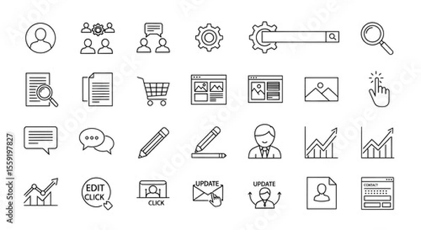 Obraz Collection of Minimalist Line Art Icons for Business and Web Design.