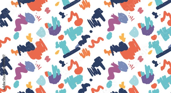 Fototapeta Vibrant Retro Abstract Seamless Pattern with Musical Notes