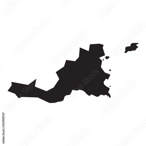 Obraz Political and geographical map of Saint Martin island with borders, cities, coastline, and terrain details

