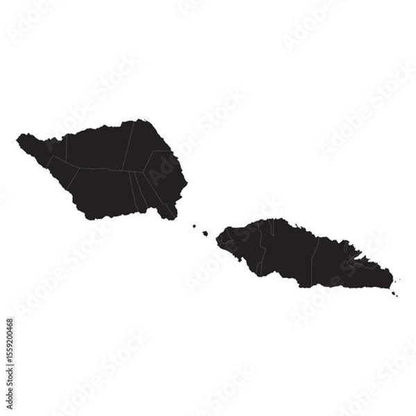 Obraz Political and geographical map of Samoa with islands, districts, borders, cities, coastline, and terrain

