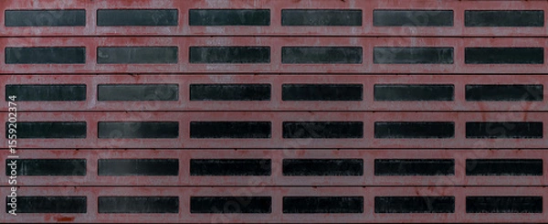Fototapeta Aged metal door texture with horizontal and vertical lines