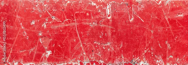 Fototapeta Aged red plastic texture with worn surface, close-up view