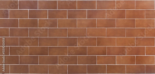 Fototapeta Brown tile wall texture with rectangular pattern and smooth surface