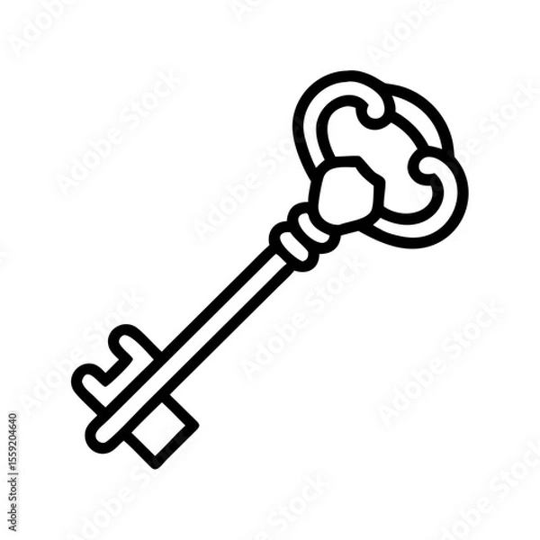 Obraz Vintage skeleton key in simple line art design for decoration  