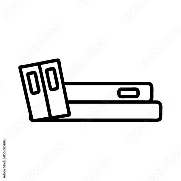 Obraz Stack of books on new shelf in minimal line art style, concept of icon, vector, housewarming  