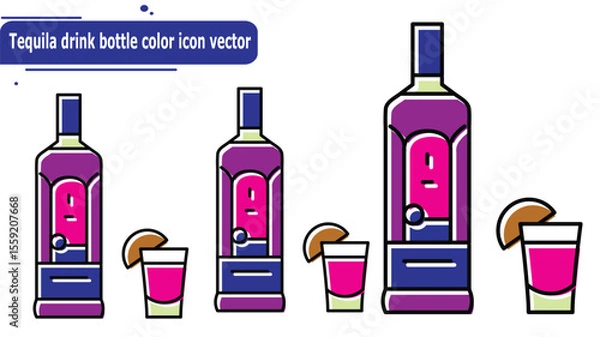 Obraz Tequila drink bottle color icon vector