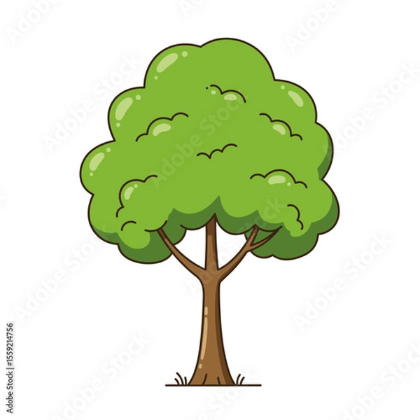 Obraz Editable Vector: Simple Cartoon Tree Illustration Set - Nature & Environment Graphics 1