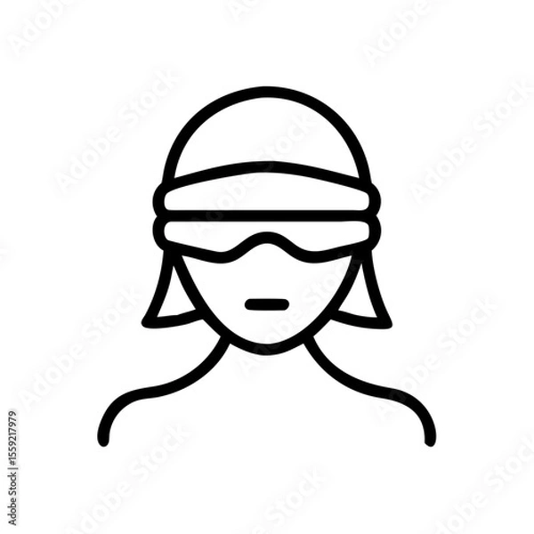 Obraz Blindfolded figure representing justice in simple line art style  